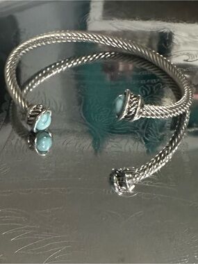 PLUNDER SILVER BANGLE W/TURQUOISE ACCENTS - BRAND NEW!